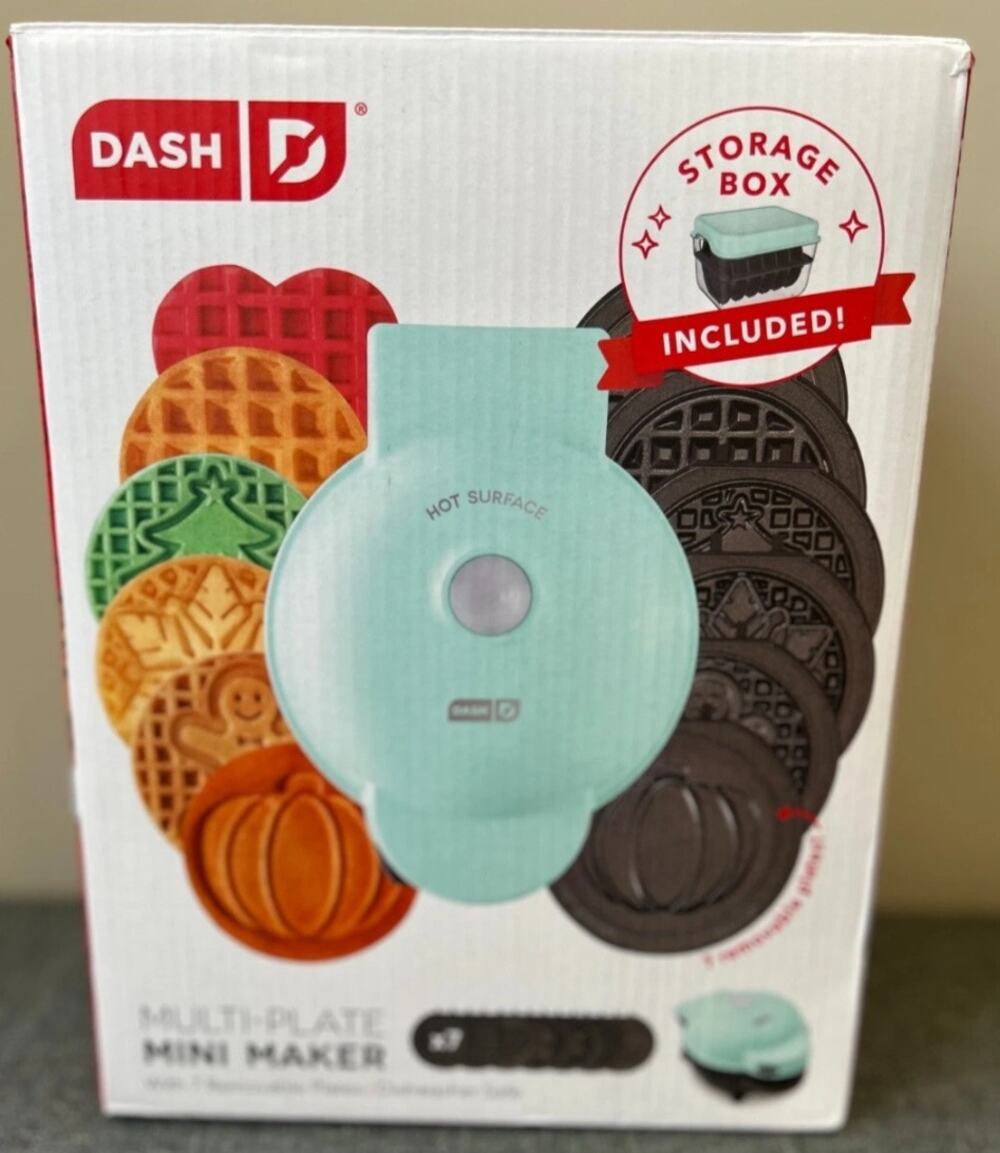 DASH Multi-Plate Mini Waffle Maker with 7 interchangable Holiday Plates